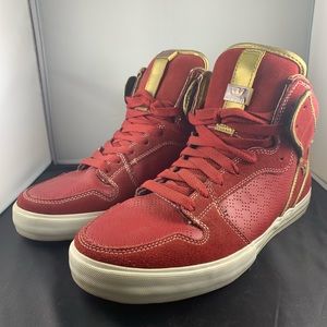 Supra Vaider high top, Red and Gold, size US 10.5.